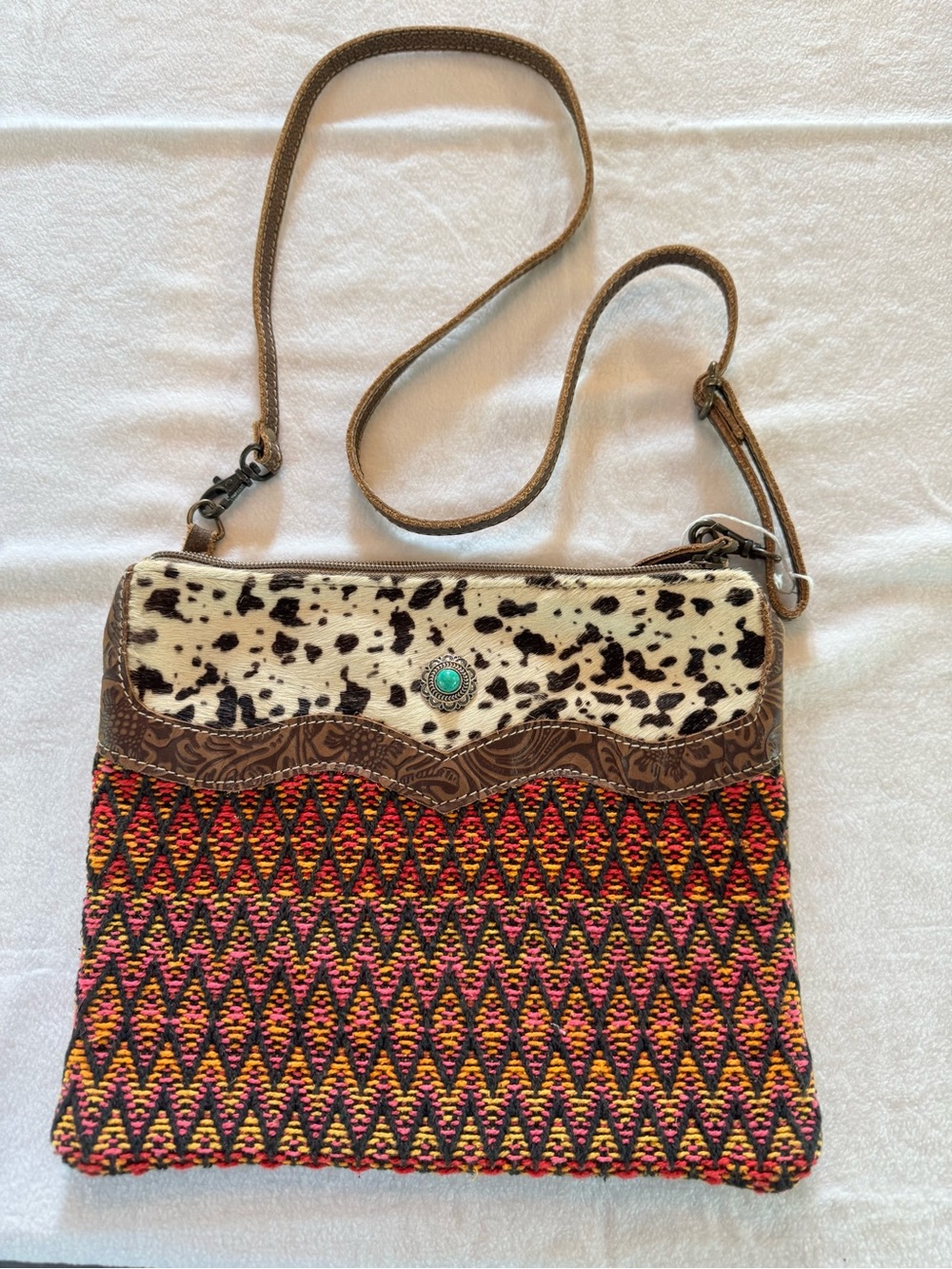 Myra Bag Radiance Woven Rug & Cowhide Crossbody Bag S-3956